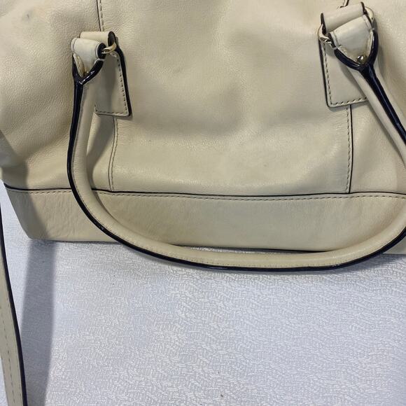 Kate Spade Crossbody Handles Satchel Cream Leather Gold Satin Liner - Picture 8 of 9